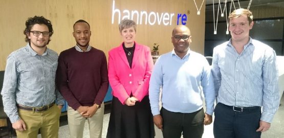 Pineapple co-founders Matthew Smith (left), Ndabenhle Ngulube, and Marnus van Heerden (far right). Pineapple aims to remove conflict of interest in insurance and provide transparency by showing policyholders how their premiums are used. Picture: Supplied