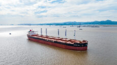 Giant cargo ship gets fitted with sails in effort to cut carbon