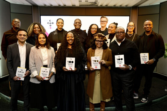 Brand Africa founder and chair, Thebe Ikalafeng, with recipients of the Africa CMO 100 awards. Image: Supplied